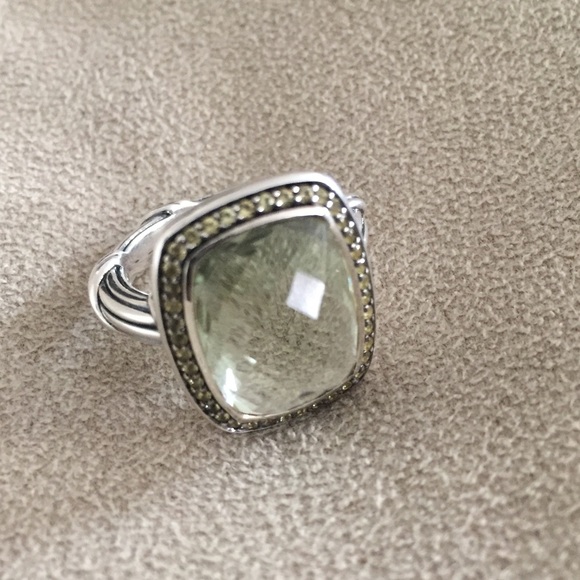 925 PRASIOLITE RING YELLOW SAPPHIRE - Picture 4 of 7